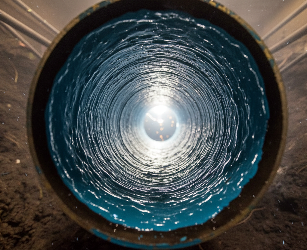 Pipe with blue coating inside